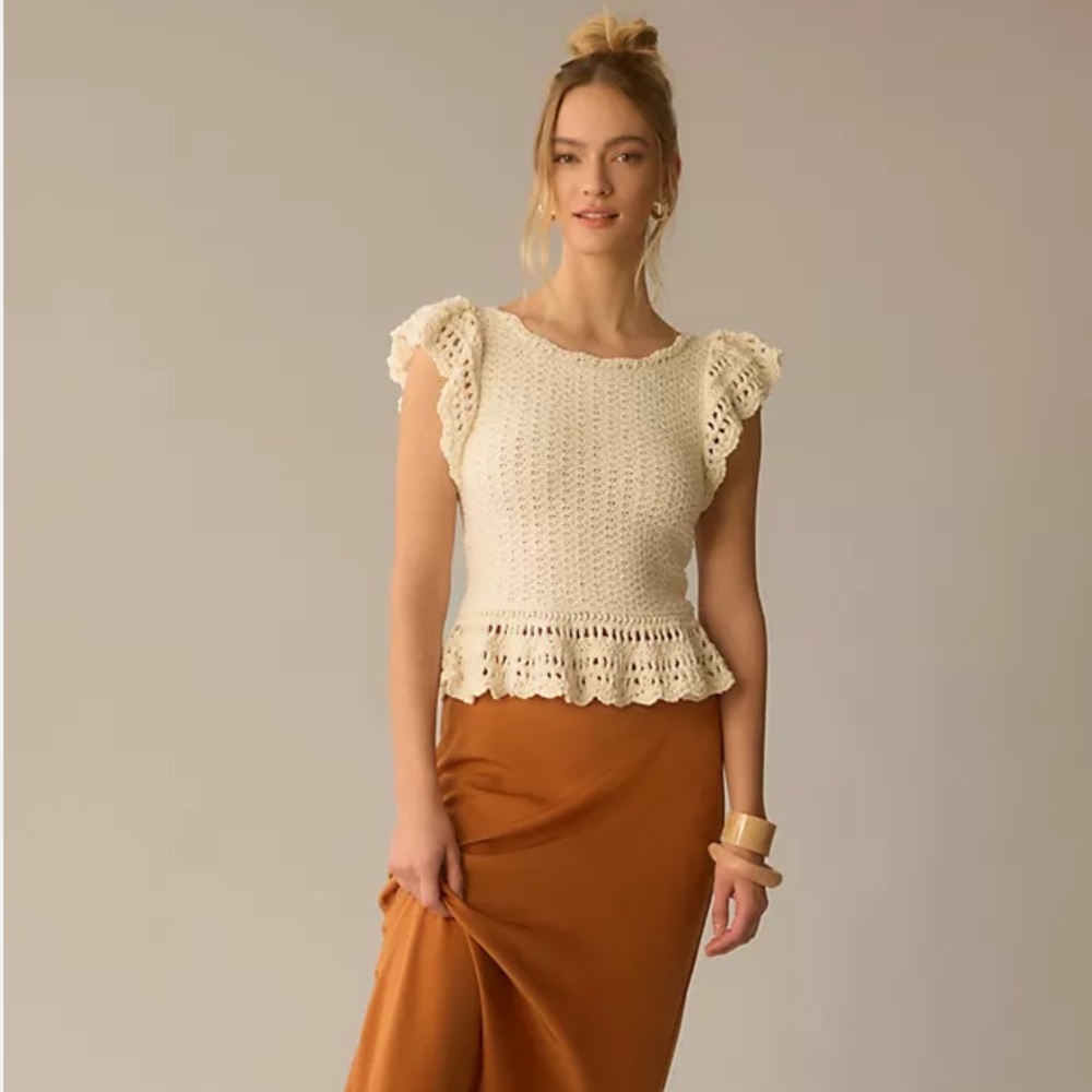 Anthropologie Flutter-Sleeve Sweater Top